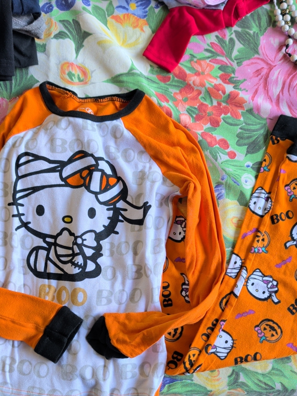 Hello Kitty Orange & White Halloween Kids Pj Set